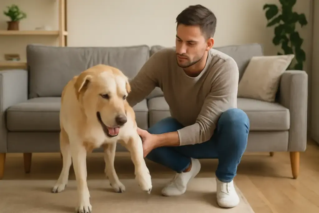 Cane che zoppica improvvisamente: come intervenire subito senza allarmarsi inutilmente