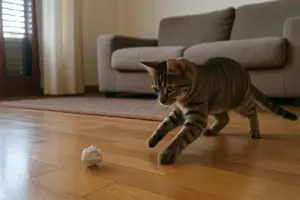 Gatto che gioca di notte: tre mosse per smettere di far tremare il pavimento