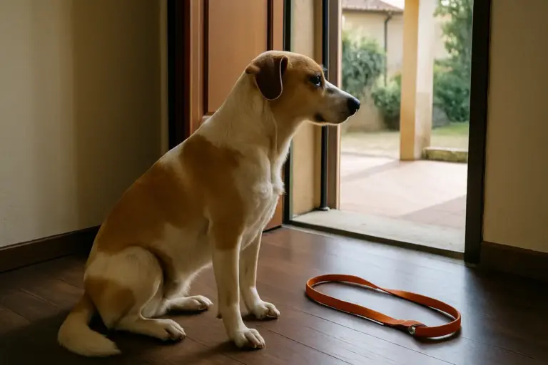 Il tuo cane si blocca prima di uscire? Tre segnali che spiegano il perché